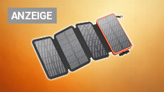 FEELLE Solar Powerbank 25000mAh, Solar Ladegerät mit Dual 3,0A USB-Ausgang &amp;amp; 4 Faltbaren Solarpanel Externes Akkupack Power Bank für Smartphone, Tablet, Campen und mehr (Orange) Amazon Angebot