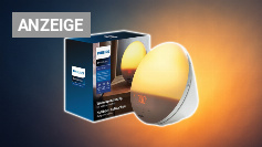 Philips Wake-up Light, farbige Sonnenaufgangssimulation, 20 Lichtstärken, 7 natürliche Klänge, Mitternachtslicht (Modell HF3531/01) Amazon Angebot