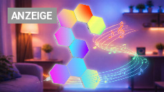 Hexagon LED Gaming Wandleuchte – 8 Stück RGB LED Panels, Musik-Sync &amp;amp; App-Steuerung, Modulare Wandbeleuchtung für Gamer Zimmer, Wohnzimmer, Wanddeko und Zimmer Deko [Energieklasse F] Amazon Angebot
