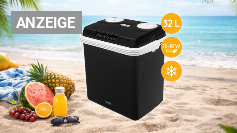 TZS First Austria - Elektrische Kühlbox 32L - Kühl- &amp;amp; Wärmefunktion - 12V/230V für Auto &amp;amp; Steckdose - Thermoelektrisch &amp;amp; Leise - Camping &amp;amp; Reise - Schwarz Amazon Angebot