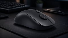 Die Rotary Mouse von Airra Labs in Mattschwarz - das horizontal montierte Drehrad soll das klassische Scrollrad ersetzen und Fingergelenke schonen.