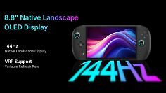 Der neue Gaming-Handheld X2 Mini Pro soll teuer werden. Das Bild zeigt den Handheld mit textlichem Fokus auf den Bildschirm (8,8 Zoll, 144 Hz)