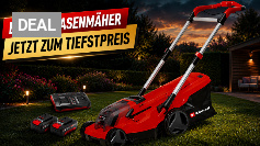 Mit <strong>Akku-Doppelpack </strong>und <strong>Ladegerät: </strong>Amazon senkt <strong>Einhell 36V Rasenmäher</strong> auf <strong>219,99 €</strong> <strong>Tiefstpreis</strong>