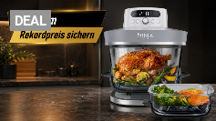 <strong>Ninja Crispi Pro XL fällt auf Rekordpreis: </strong>Glas-Airfryer mit 5,7 Litern und Meal-Prep-Deckeln für 172 €