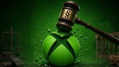 Ein brasilianischer Xbox-Nutzer klagte gegen Microsoft und bekam Recht. Das Bild zeigt einen Richterhammer, der ein Xbox-Logo zerschlägt.