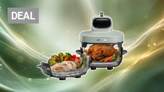 dreame Tasti AirFryer 5-in-1 tragbare Glas-Heißluftfritteuse, Zwei-Behälter-Setup (2,5 L + 4,5 L), 6 mm Borosilikatglas, 3D-Heißluft-Umwälzung, spülmaschinengeeignet, 360°-Panorama-Ansicht, abnehmbar Amazon Angebot