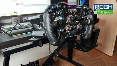 Moza R12 + GS V2P Lenkrad im Test: Technik Wheel Base, Extras Lenkrad und Ergonomie Lenkrad