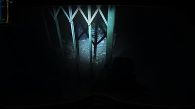Die Taschenlampe des Protagonisten wirft eine Art perspektivisch inkorrekten 