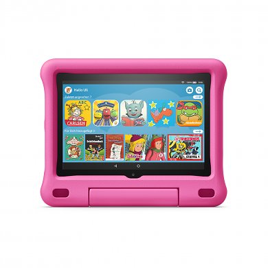 Fire HD8 Kids Edition mit spezieller mitgelieferter Schutzhülle.