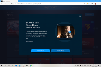 Sky Ticket Einrichtung am PC
