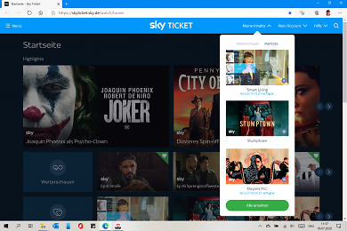 Sky Ticket Webseite Meine Inhalte 1 