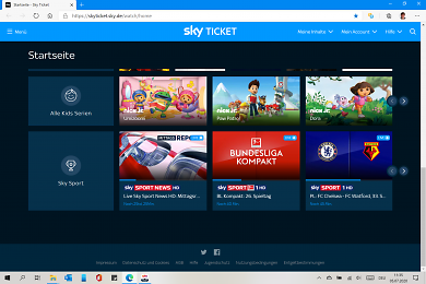 Sky Ticket Webseite Startseite 3 