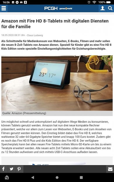 Web Browser im Fire HD8 Plus Tablet