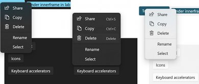 Leak der neuen Kontextmenüs in der neuen UI 