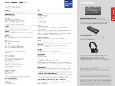 Datenblatt Lenovo Thinkpad X1 Extreme gen 4 Intel Core Tiger Lake H45 Prozessor