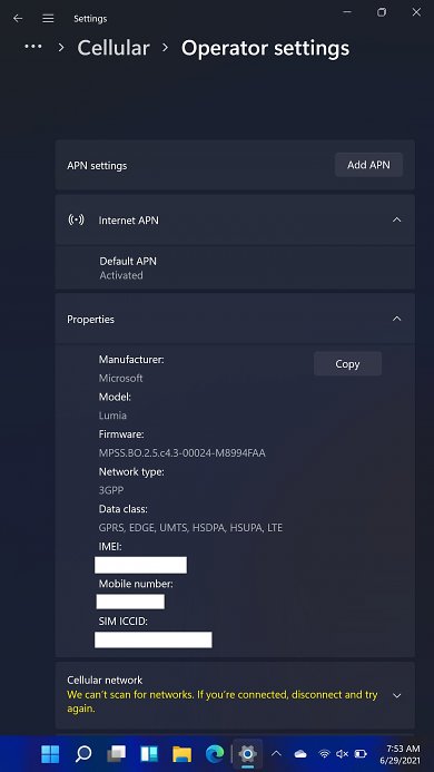 Windows 11 Darstellung auf einem Lumia 950XL Insider Build 2200051 02