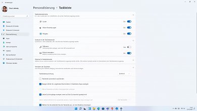 Taskleisten-Optionen von Windows 11.
