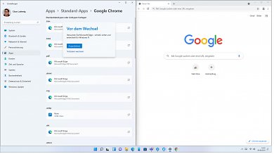 Wechsel des Standard-Browsers unter Windows 11.