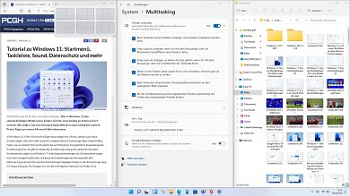Einstellungen für Snap Assist und Snap Layouts in Windows 11