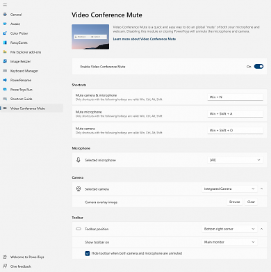 Microsoft PowerToys Video Conference Mute