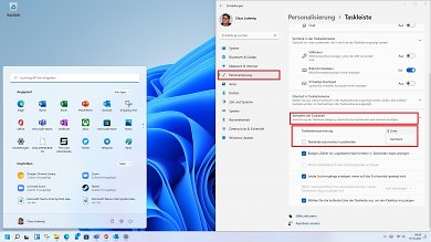 Startmenu nach links verlegen in Windows 11