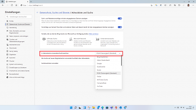 Microsoft Edge Suchmaschinen Einstellung
