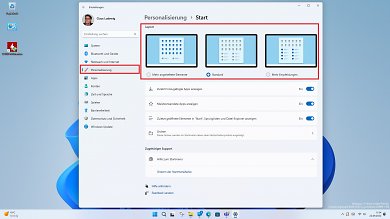Startmenu Layout-Optionen in Windows 11 Version 22H2
