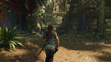 Shadow of the Tomb Raider in 4K mit XeSS Performance – Die Linienförmigen Artefakte treten in Kombination mit Raytracing auf. Auch mit Nvidias DLSS, allerdings in deutlich weniger auffälligem Maße.