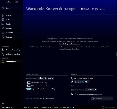 Audials One: Konverter.