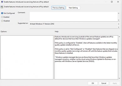 Der Gruppenrichtlinieneditor in Windows 11 Pro erlaubt nun das Blockieren von neuen Windows-Features bis zur Installation einer neuen Windows-Version.