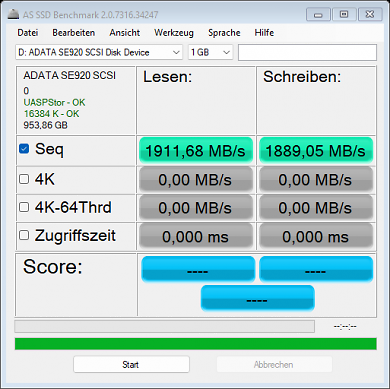 Unser ältestes Kabel erzwingt einen UBS-3.2-2x2-Kompatibilitätsmodus, den glücklicherweise Board und SSD unterstützen. Das alte Protokoll ist auch lesend ein Stück schneller als USB4 Gen2x2 oder USB4 Gen3x1.