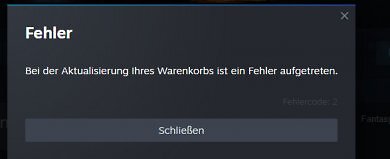 Fehlermeldung auf Steam