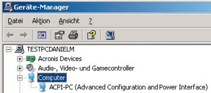 Geräte-Manager: Wenn unter 'Computer' lediglich ein 'ACPI-PC' angezeigt
wird, kann Windows wahrscheinlich nur einen Kern erkennen.