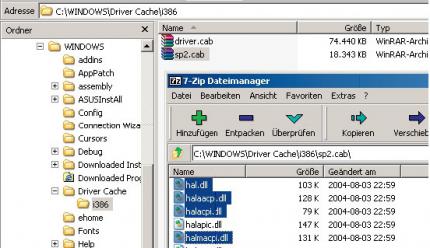 Zip: Entpacken Sie die vier markierten Dateien, nennen Sie die 'hal.dll'
in 'halpic.dll' um und kopieren Sie die Dlls nach 'Windows\System32'.