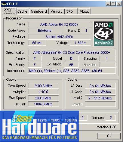 Wir haben mit dem Brisbane X2 5000+ den neuen X2 4000+ nachgestellt - dieser hat den CPU-Multiplikator 10,5.