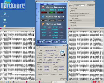 490 MHz FSB Prim95-stabil. CPU und Speicher haben wir nicht weiter übertaktet.