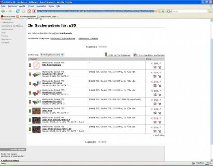 Liste der lieferbaren Bearlake-Boards bei Alternate (Bild: PCGH)