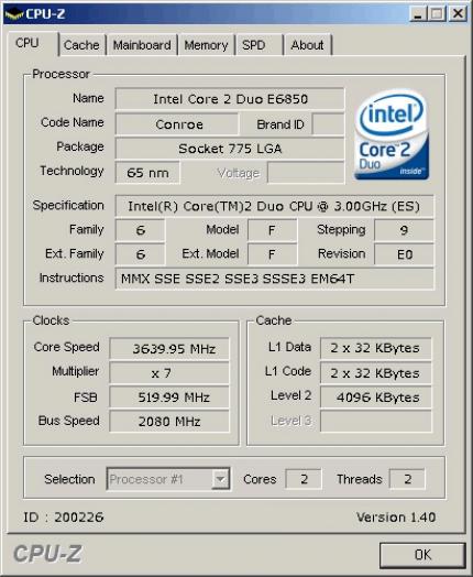 Quelle: CPU-Z
Über 1 GHz auf dem DDR3-Speicherbus.