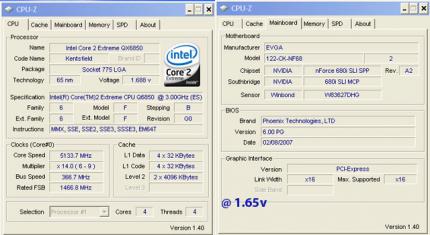 Der neue QX6850 offenbart mit 5.133 MHz Endtakt ein enormes Übertaktungspotential.