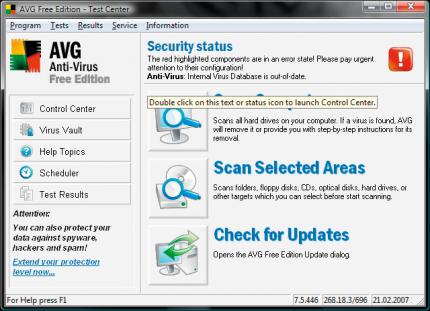 AVG Anti-Virus Free Edition: Screenshot