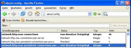 Tipp 6: Über versteckte Einstellungs-Optionen in Firefox
können Sie den Seitenaufbau beschleunigen (Bild: PCGH)