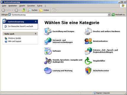Systemsteuerung in Kategorien
