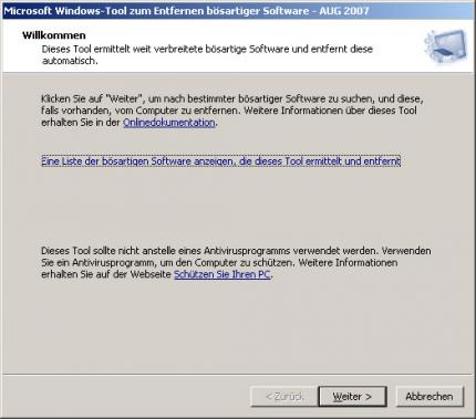 Microsoft® Windows®-Tool zum Entfernen bösartiger Software (KB890830)