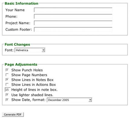 Trick 10: Mit Michael Botsko's PDF Notepaper Generator lässt sich einfach und schnell das eigene DIY-Notepaper erstellen. Link: www.botsko.net/Demos/notepad_generator/ (Bild: lifehackers.com)