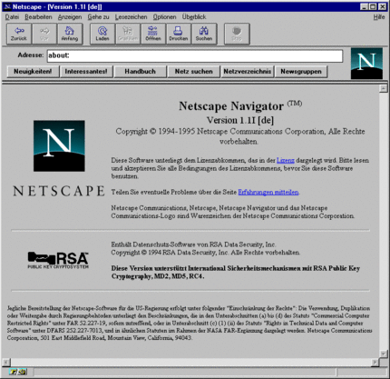 Der Netscape Navigator 1.1, damals noch kostenpflichtig (Bild: schoettle.net)
