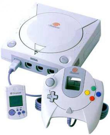 Segas Dreamcast. Das Speichermodul lässt sich aus dem Controller herausnehmen und fungiert mit LCD als eigene kleine Spielekonsole