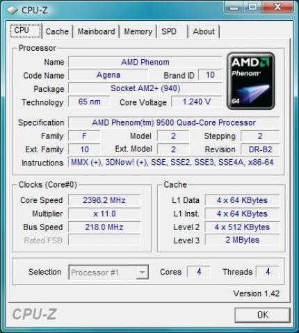 CPU-Z Phenom @ 2,4 GHz