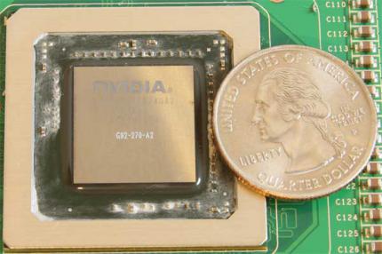 Größenvergleich: Hier der der G92 der Geforce 8800 GT (Bild: pcper.com)