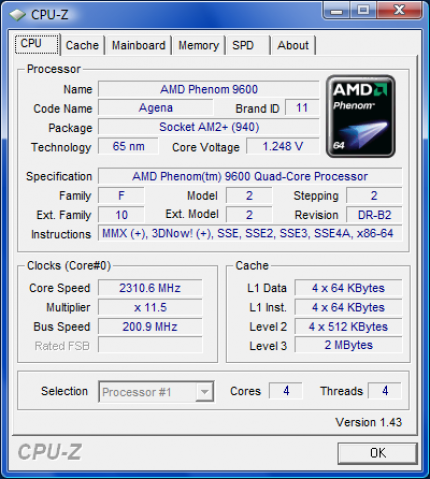 Der Phenom X4 9600 Black Edition mit Referenz-Takt(Bild: Tomshardware.com)