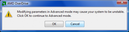 Fehlermeldung des Overdrive-Tools nach dem Ändern einiger Einstellungen(Bild: Tomshardware.com)